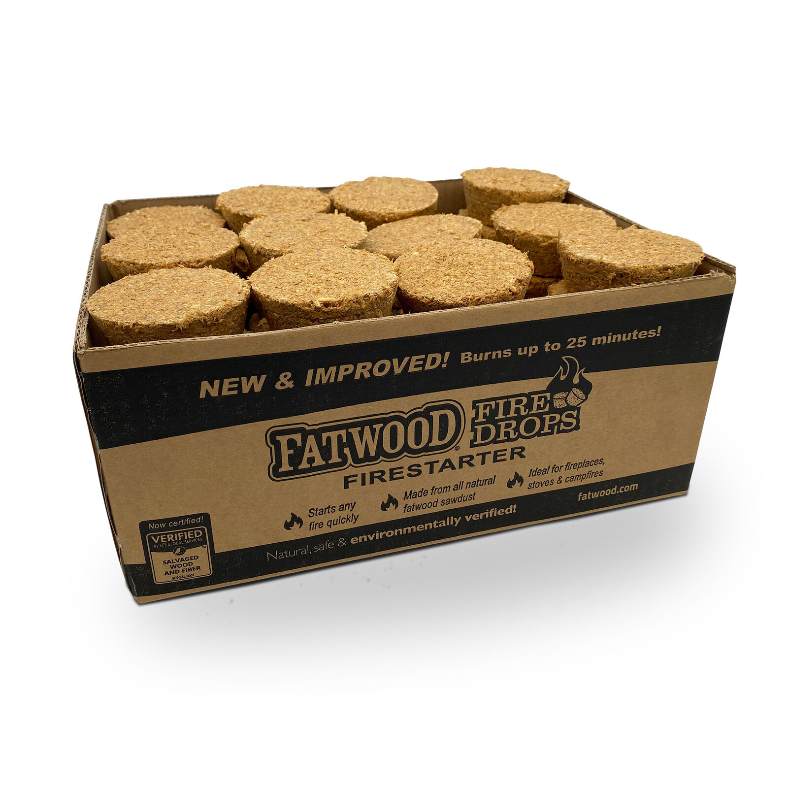 BetterWood Products Firedrop Nontoxic All Natural Fatwood Firestarters, 48 Pack - Fresh Stock Dated January 2026