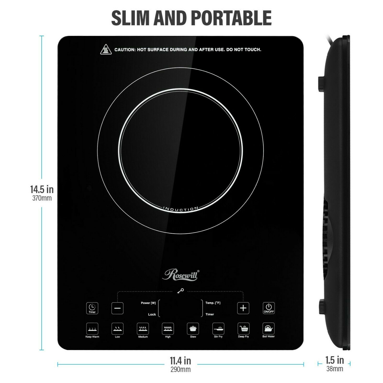 1500W Portable Induction Cooktop Countertop Burner with 15 Temp and Power Levels - Fresh Stock Dated February 2026