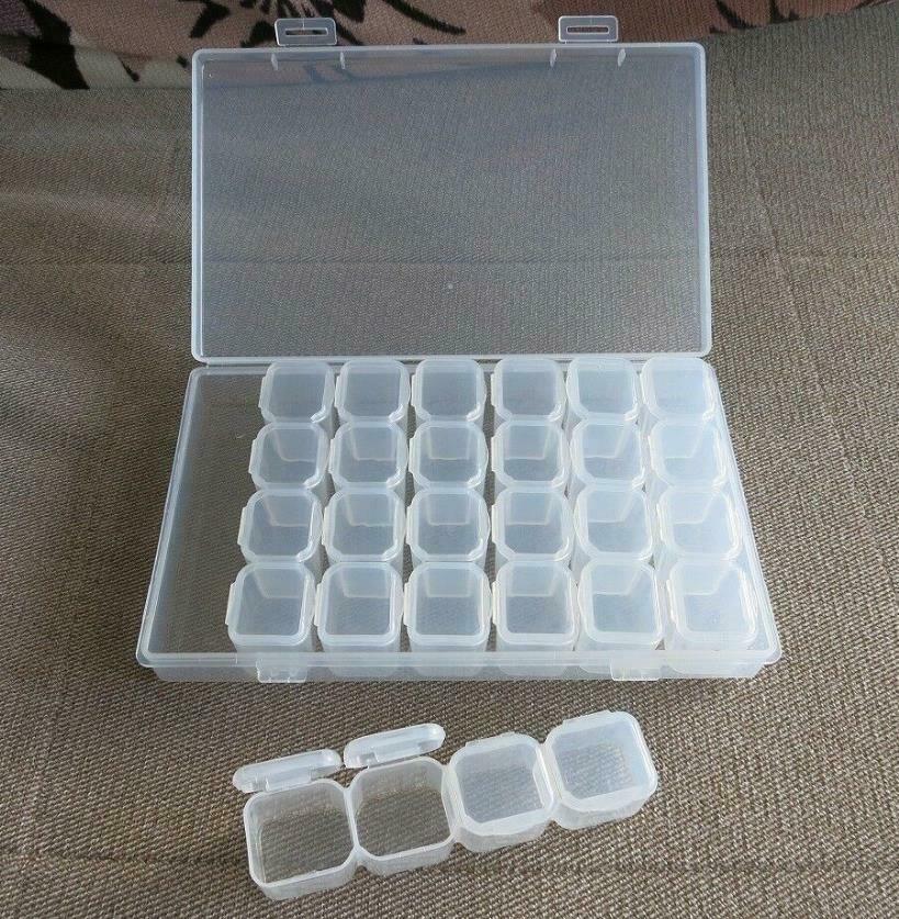 Plastic Watch Part Box with 28 Removable Grids for Organizing Crown Jewelry Bead - Fresh Stock Dated December 2025