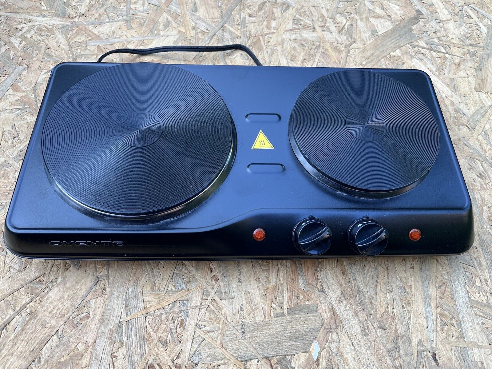 Ovente BGS102B Electric Double Burner 6 & 7 Inch Cast Iron Hot Plates, Black - Fresh Stock Dated February 2026