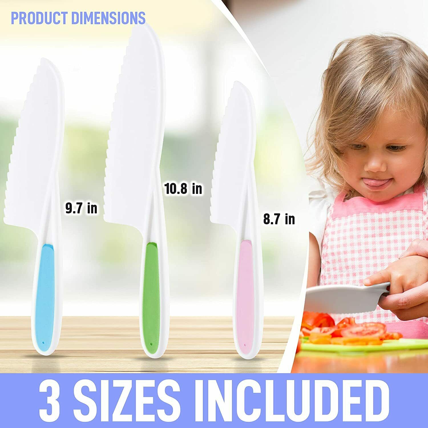 3 Piece Kids Knife Set Safe Fun Cooking Cutting Fruits, Veggies, Sandwiches Cake - Fresh Stock Dated February 2026