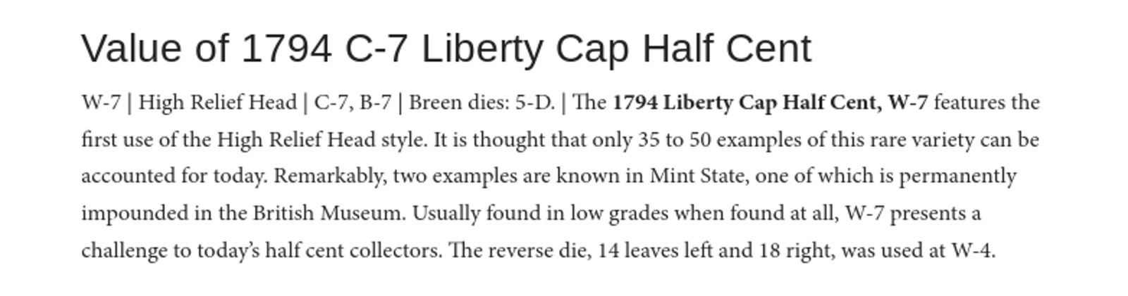 1794 Liberty Cap HALF CENT *PCGS Fine* C-7, 35-50 Known *FAST FREE SHIPPING!!! - Fresh Stock Dated December 2025
