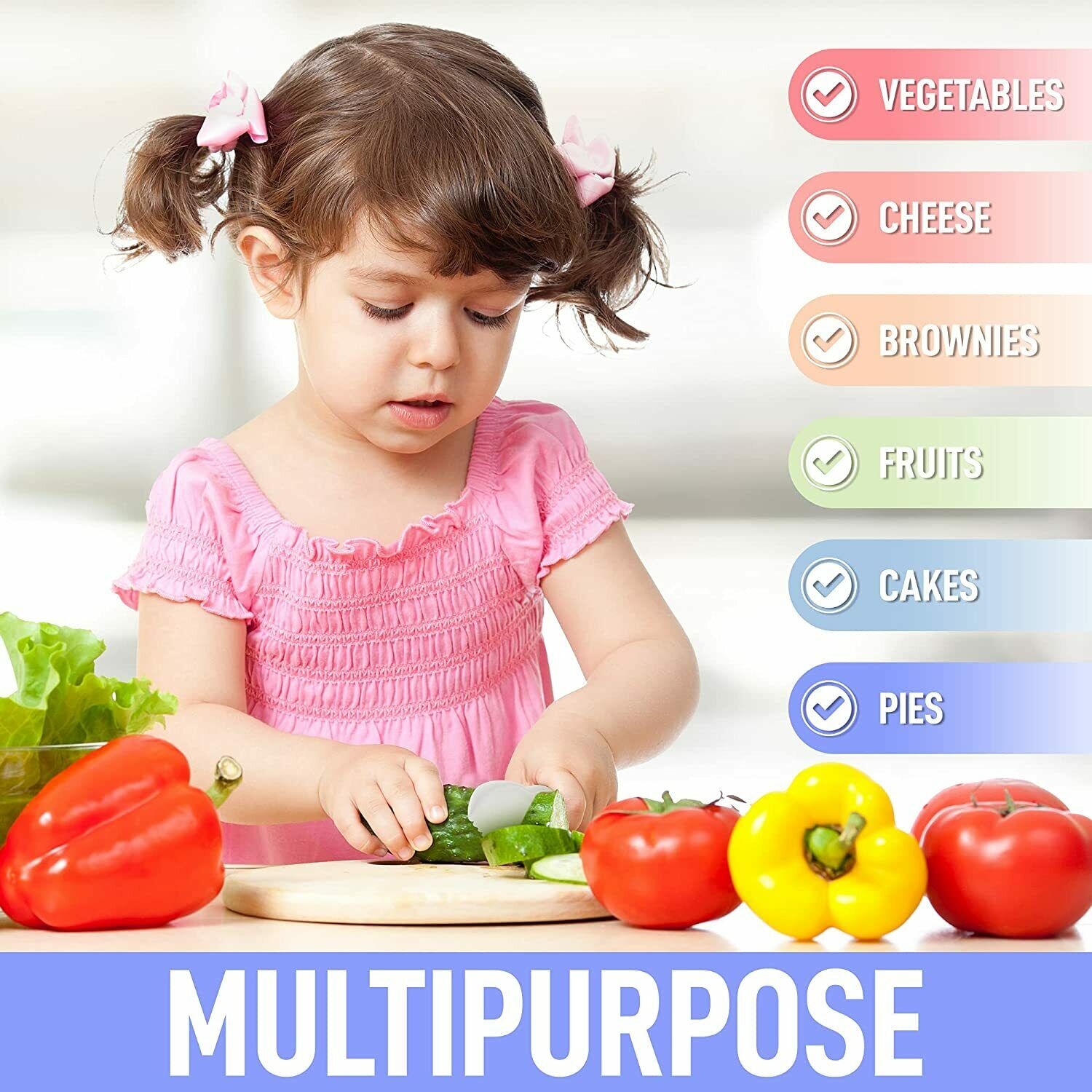 3 Piece Kids Knife Set Safe Fun Cooking Cutting Fruits, Veggies, Sandwiches Cake - Fresh Stock Dated February 2026