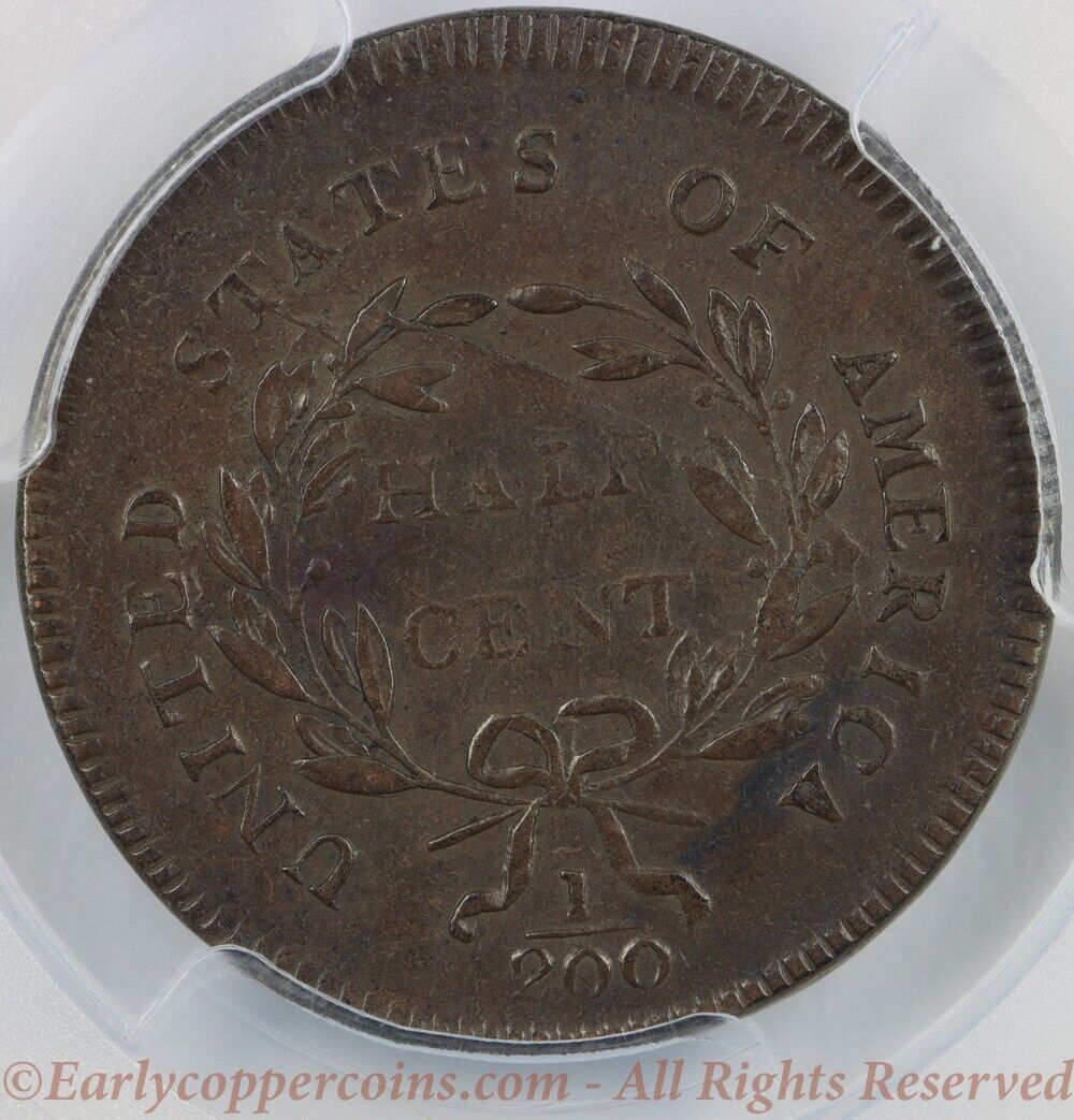 1795 C5a R3 Liberty Cap Half Cent Plain Edge No Pole PCGS EF45 - Fresh Stock Dated December 2025