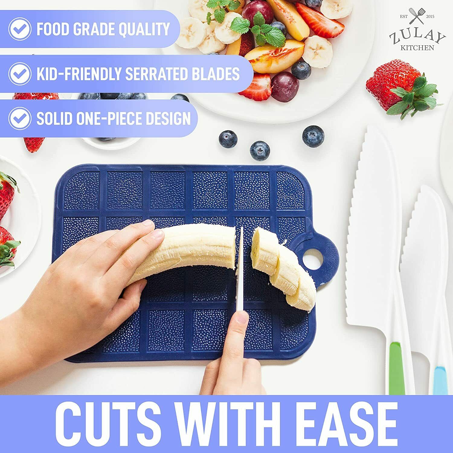 3 Piece Kids Knife Set Safe Fun Cooking Cutting Fruits, Veggies, Sandwiches Cake - Fresh Stock Dated February 2026