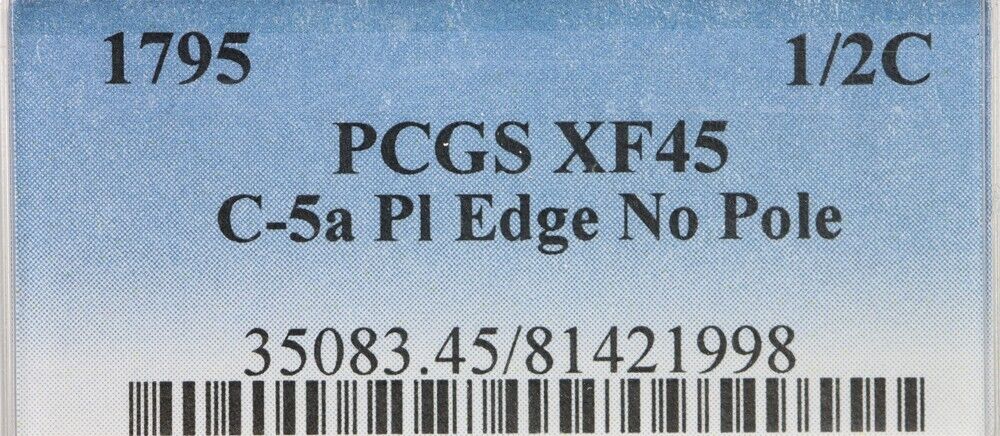 1795 C5a R3 Liberty Cap Half Cent Plain Edge No Pole PCGS EF45 - Fresh Stock Dated December 2025