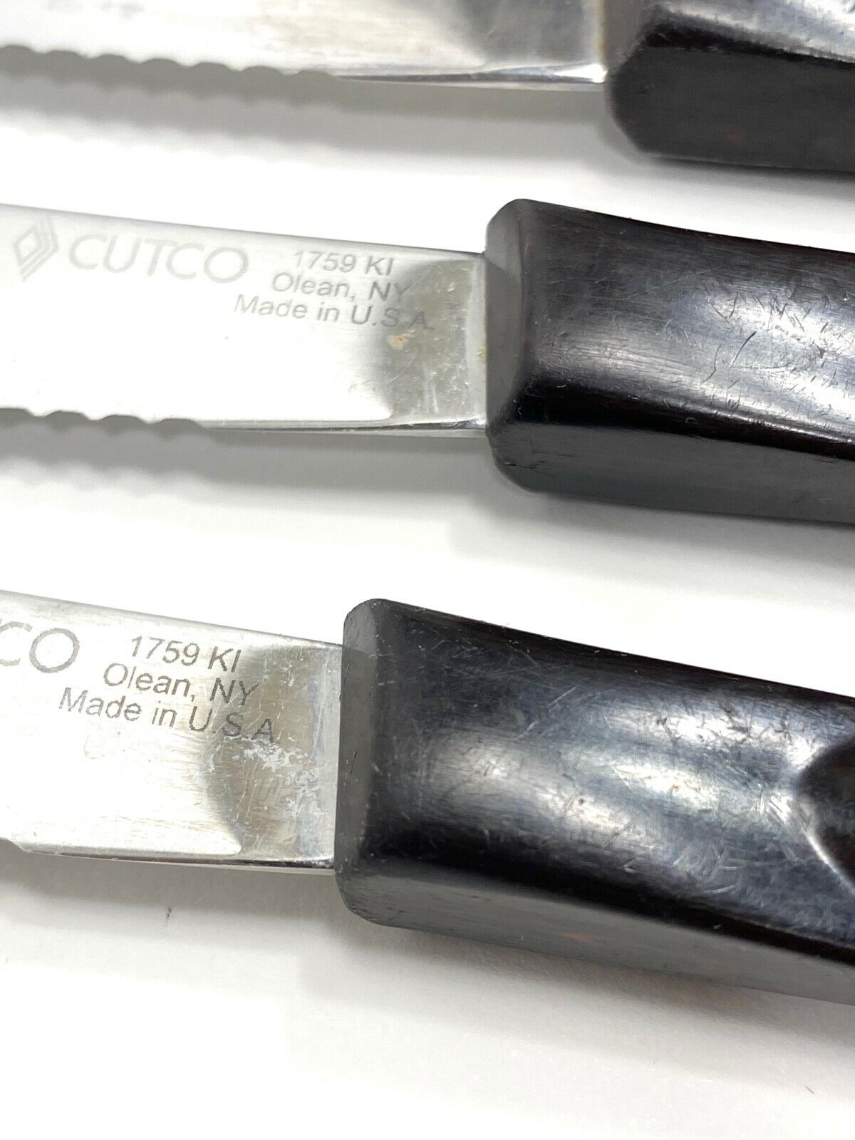 Cutco Steak Knives 1759 KI Set of 5 Dark Brown Marble Orange USA - Fresh Stock Dated January 2026