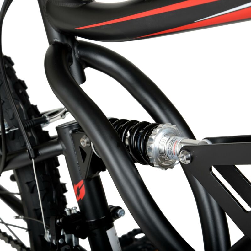 26 Inch Shocker Mens Dual Suspension Mountain Bike Shimano Equipped Black - Fresh Stock Dated December 2025