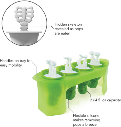 Tovolo Zombies Pop Molds, Flexible Silicone, Easily-Removable, Dishwasher Safe - Fresh Stock Dated February 2026