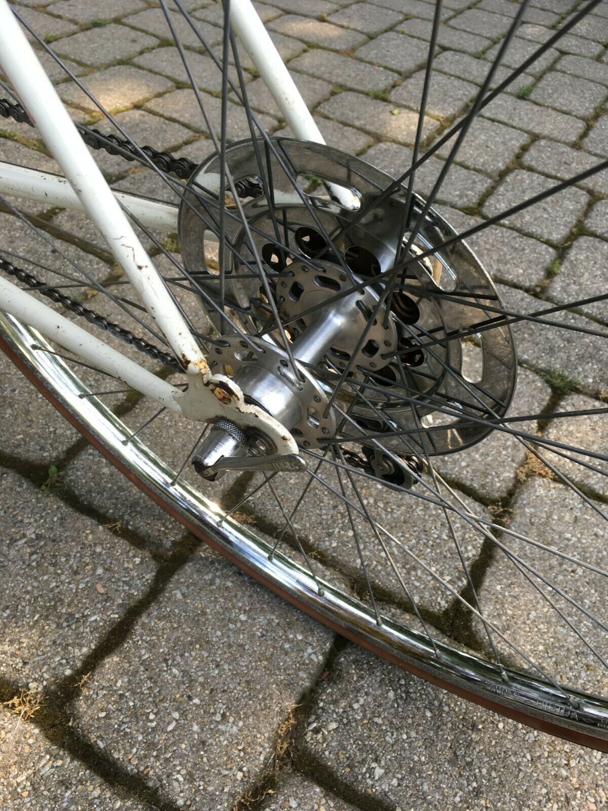 Peugeot vintage mens white France racing bike mans French road touring bicycle - Fresh Stock Dated December 2025