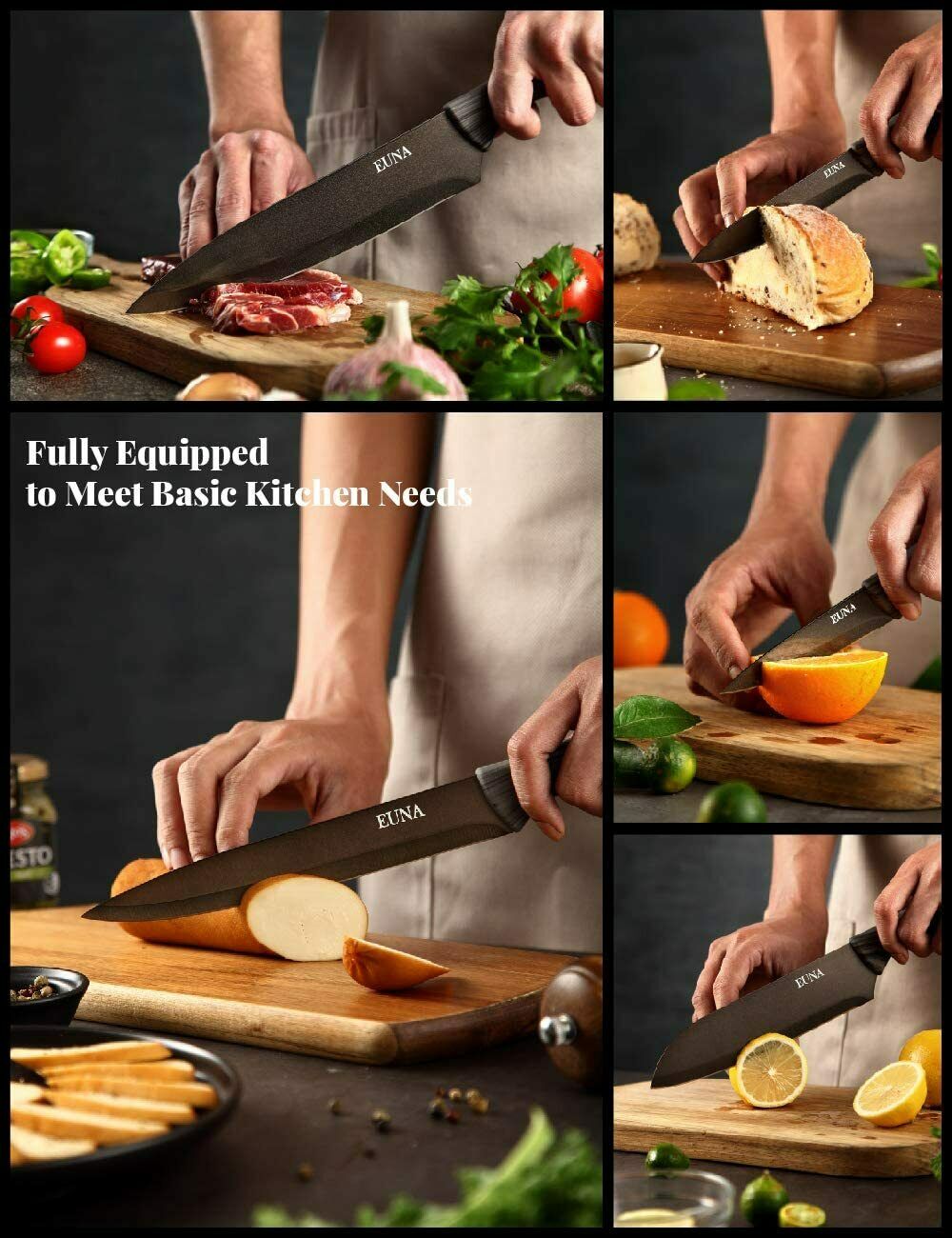 EUNA 5 PCS Kitchen Knife Boxed Set Ultra Sharp Japanese Knives with Sheaths - Fresh Stock Dated January 2026