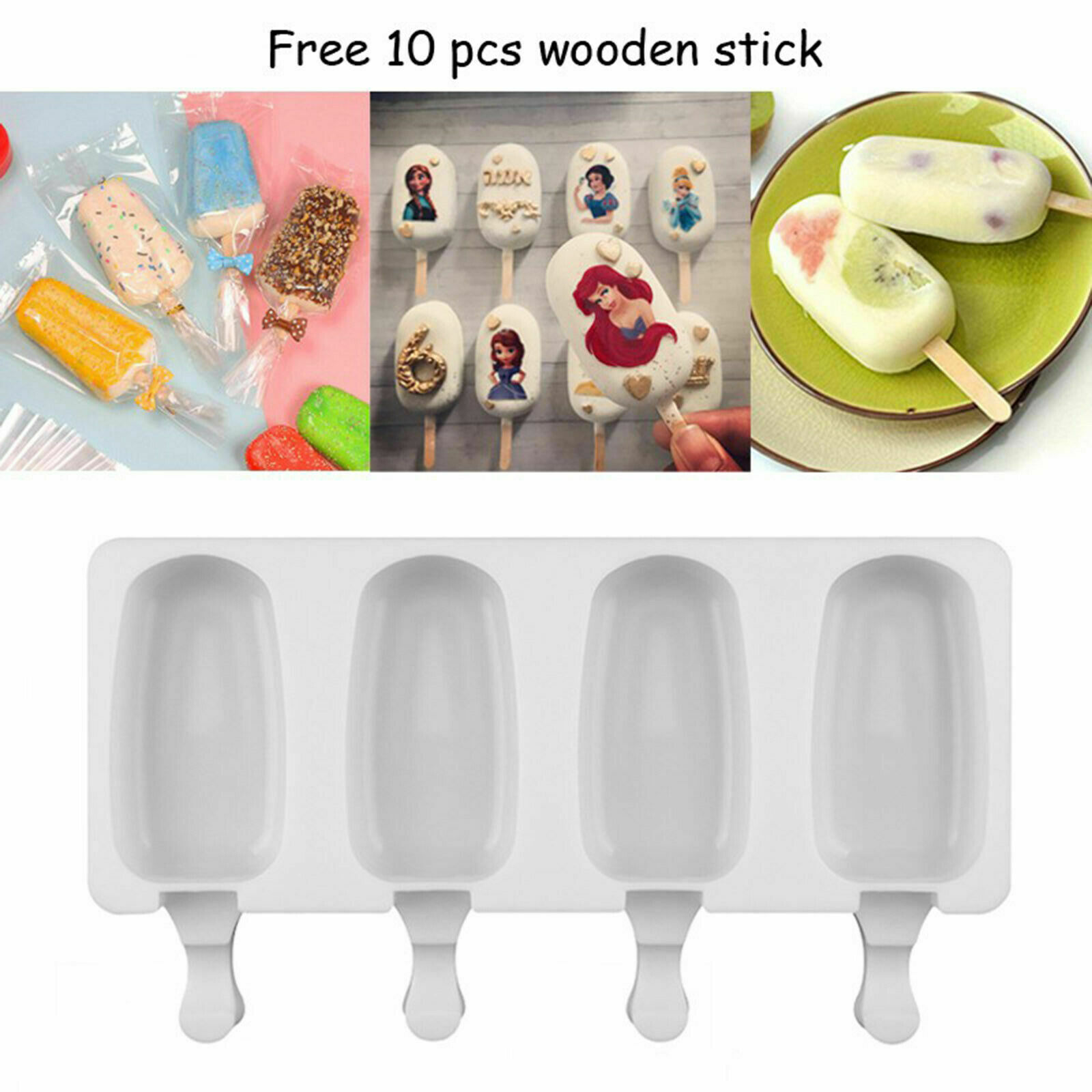 4/8 Cavities Silicone Popsicle Molds Ice Pop Molds Maker With Wooden Sticks DIY - Fresh Stock Dated February 2026