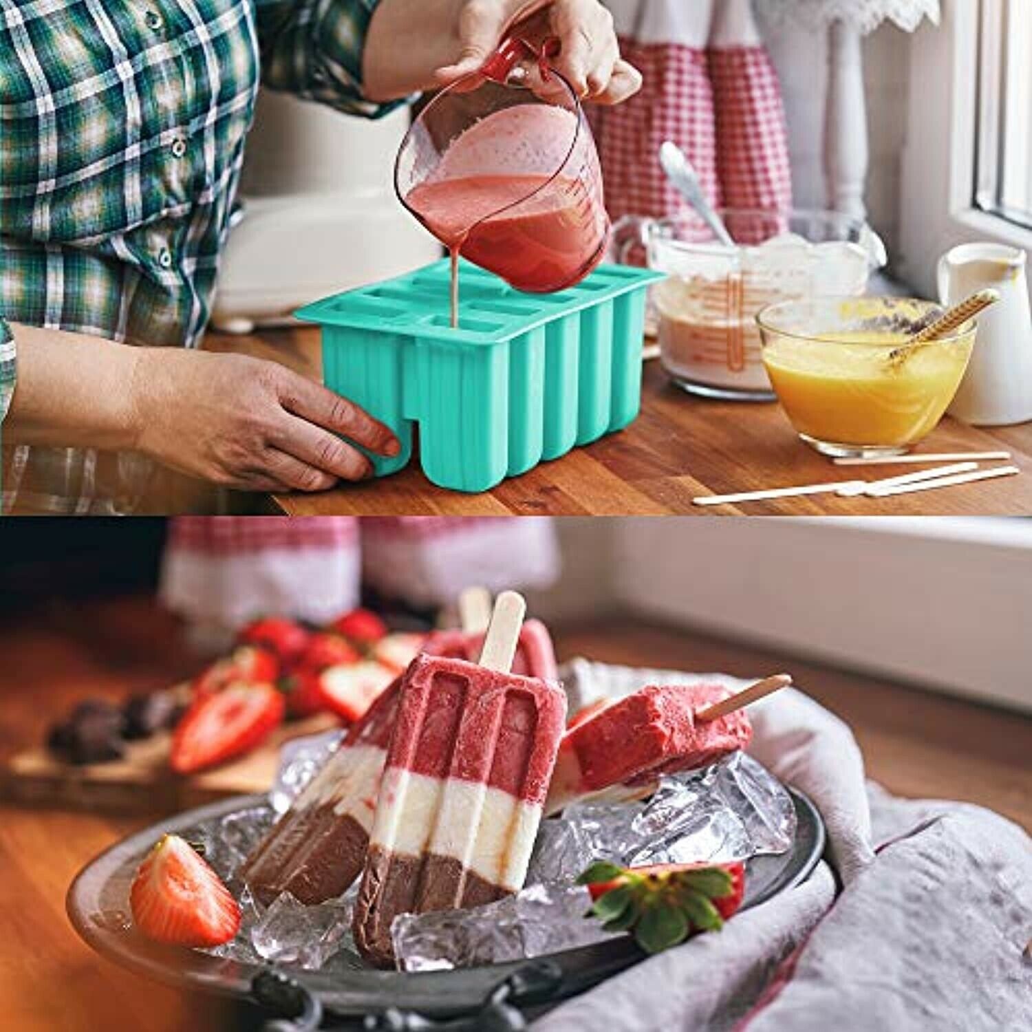 Ozera Popsicle Molds, 10-Cavity Popsicle Maker Mold Grade Silicone Popsicle Mold - Fresh Stock Dated February 2026