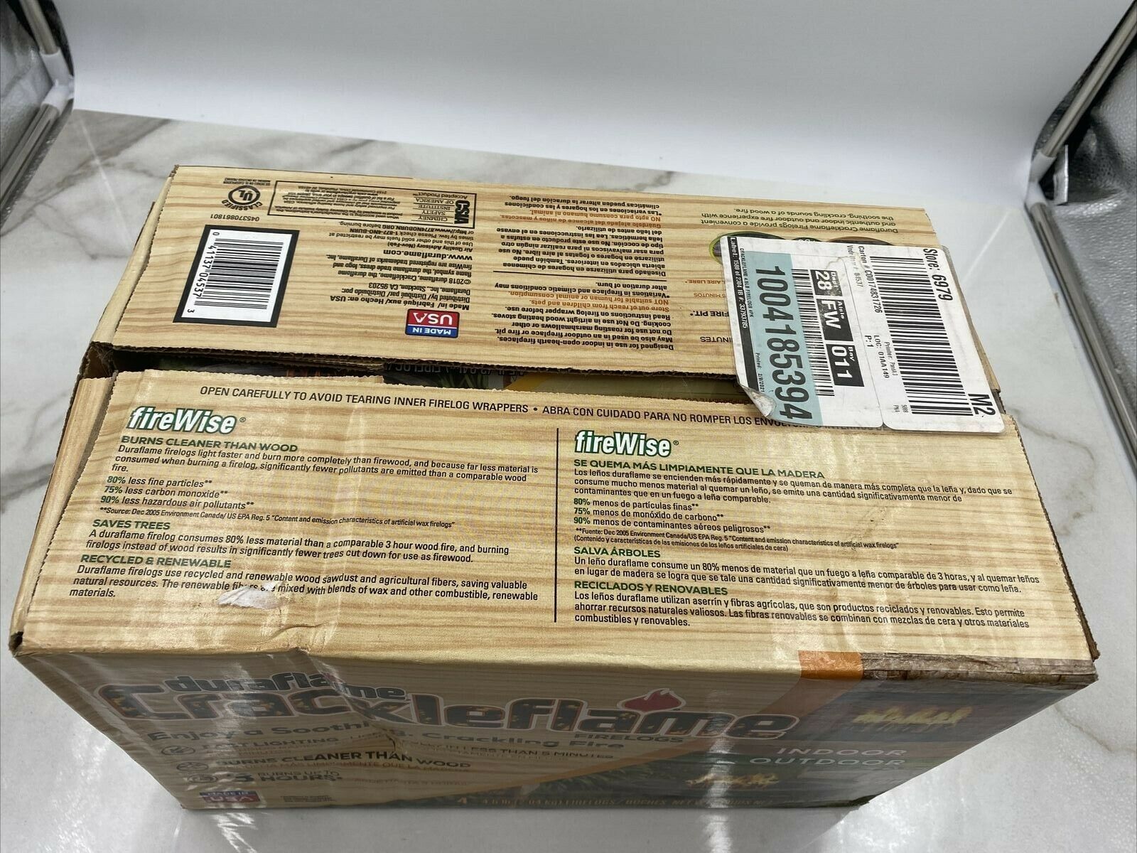 Duraflame Fire Logs Indoor Outdoor Crackling Wood Fire 4.5 lb 3 Hour Burn 8 Pack - Fresh Stock Dated December 2025