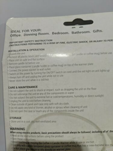 Imperial Home Desktop Coffee & Candle Warmer - No Flame, No Smoke - Sealed! - Fresh Stock Dated February 2026