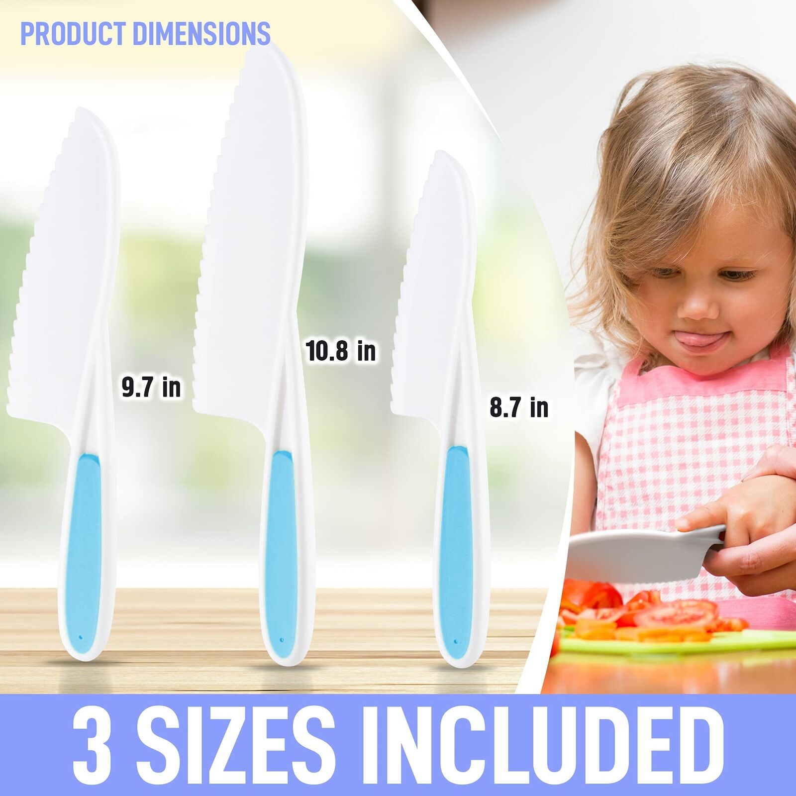 3 Piece Kids Knife Set Safe Fun Cooking Cutting Fruits, Veggies, Sandwiches Cake - Fresh Stock Dated February 2026