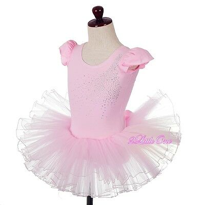 Rhinestones Ballet Tutu Dancewear Dance Leotard Fairy Costume Pink Size 3-7 #067 - Fresh Stock Dated December 2025