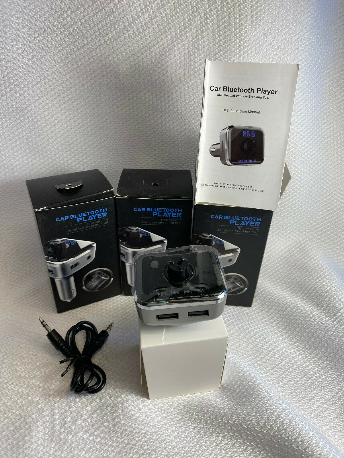 3 Pack 12 V Car Bluetooth Player Car Charger Fm Transmitter Car Glass Breaker - Fresh Stock Dated December 2025