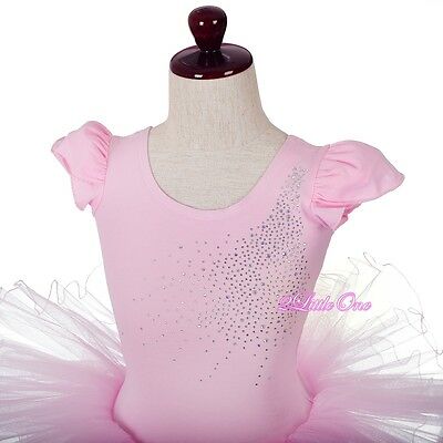 Rhinestones Ballet Tutu Dancewear Dance Leotard Fairy Costume Pink Size 3-7 #067 - Fresh Stock Dated December 2025