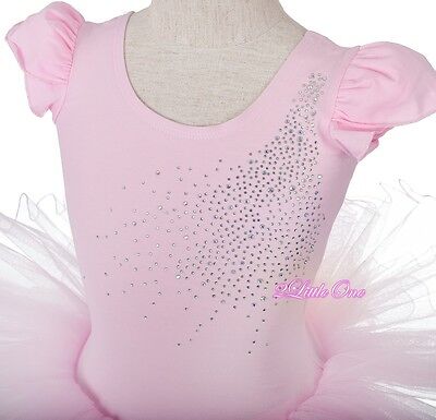 Rhinestones Ballet Tutu Dancewear Dance Leotard Fairy Costume Pink Size 3-7 #067 - Fresh Stock Dated December 2025