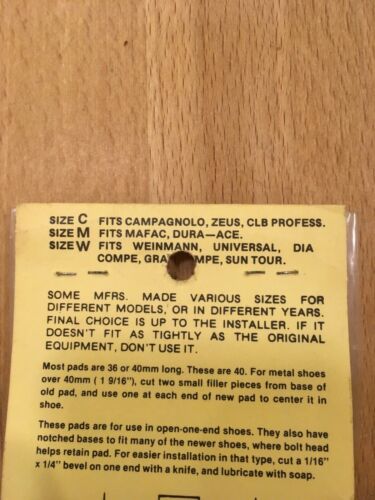 NOS Scott Mathauser M Brake Pads  Fits MAFAC Dura Ace etc Vintage NIP ME4 - Fresh Stock Dated December 2025