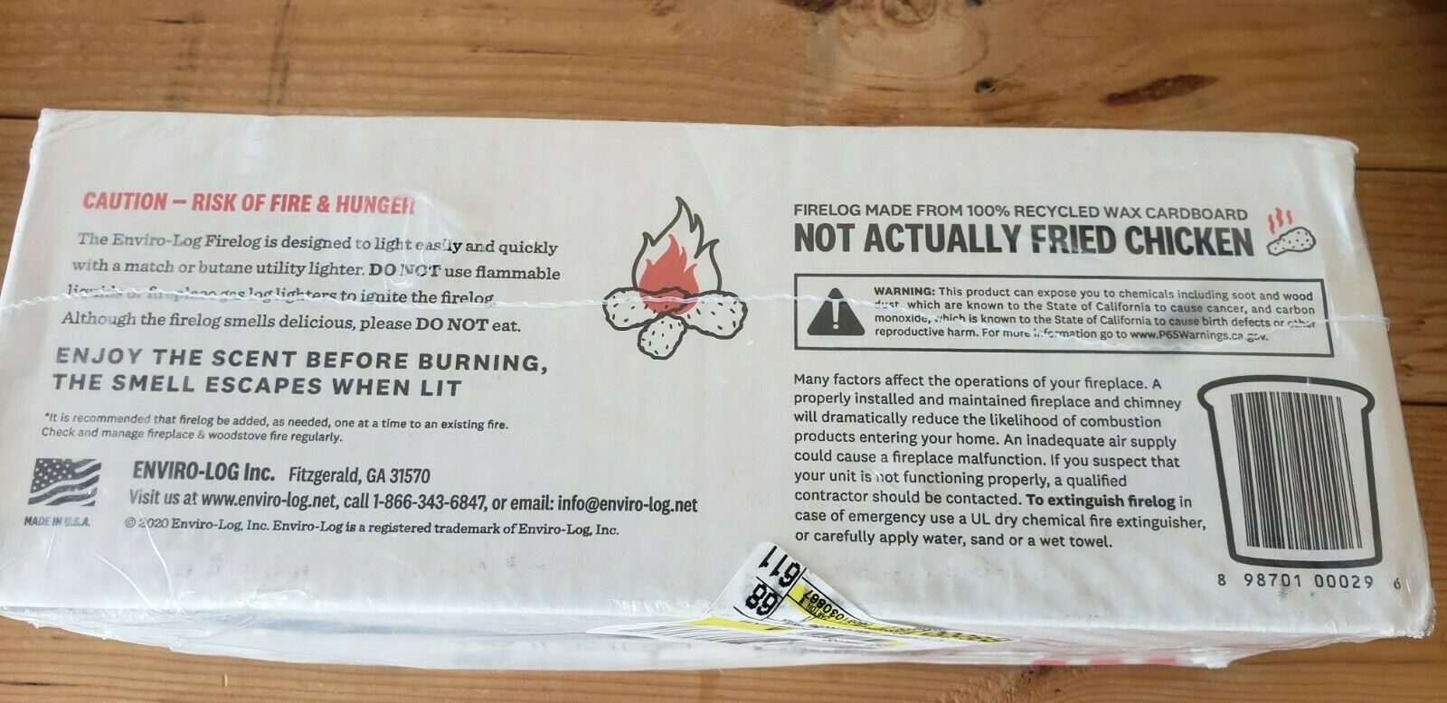 KFC Limited Edition 11 Herbs & Spices Fire Log by Enviro-Log Firelog New Sealed - Fresh Stock Dated December 2025