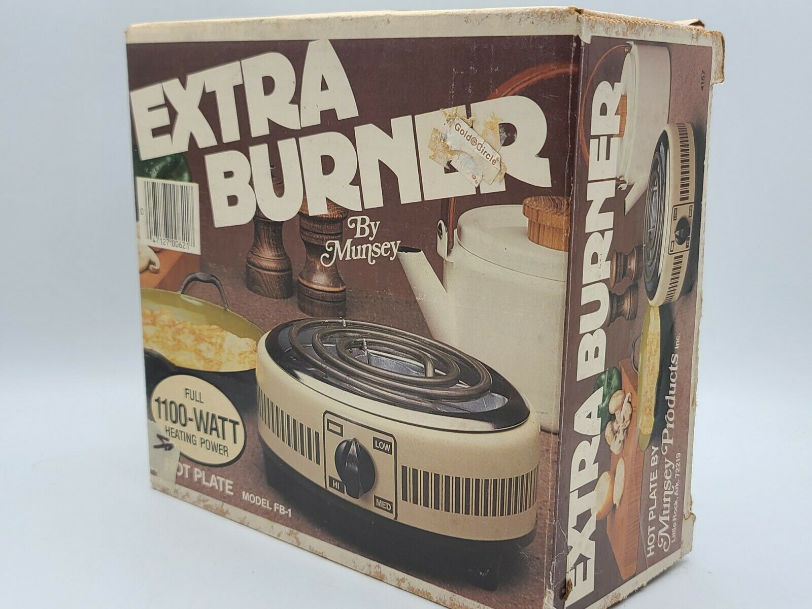 Vintage Munsey Extra Burner Hot Plate Model FB-1 Made in U.S.A. 1100 Watts 120 V - Fresh Stock Dated February 2026