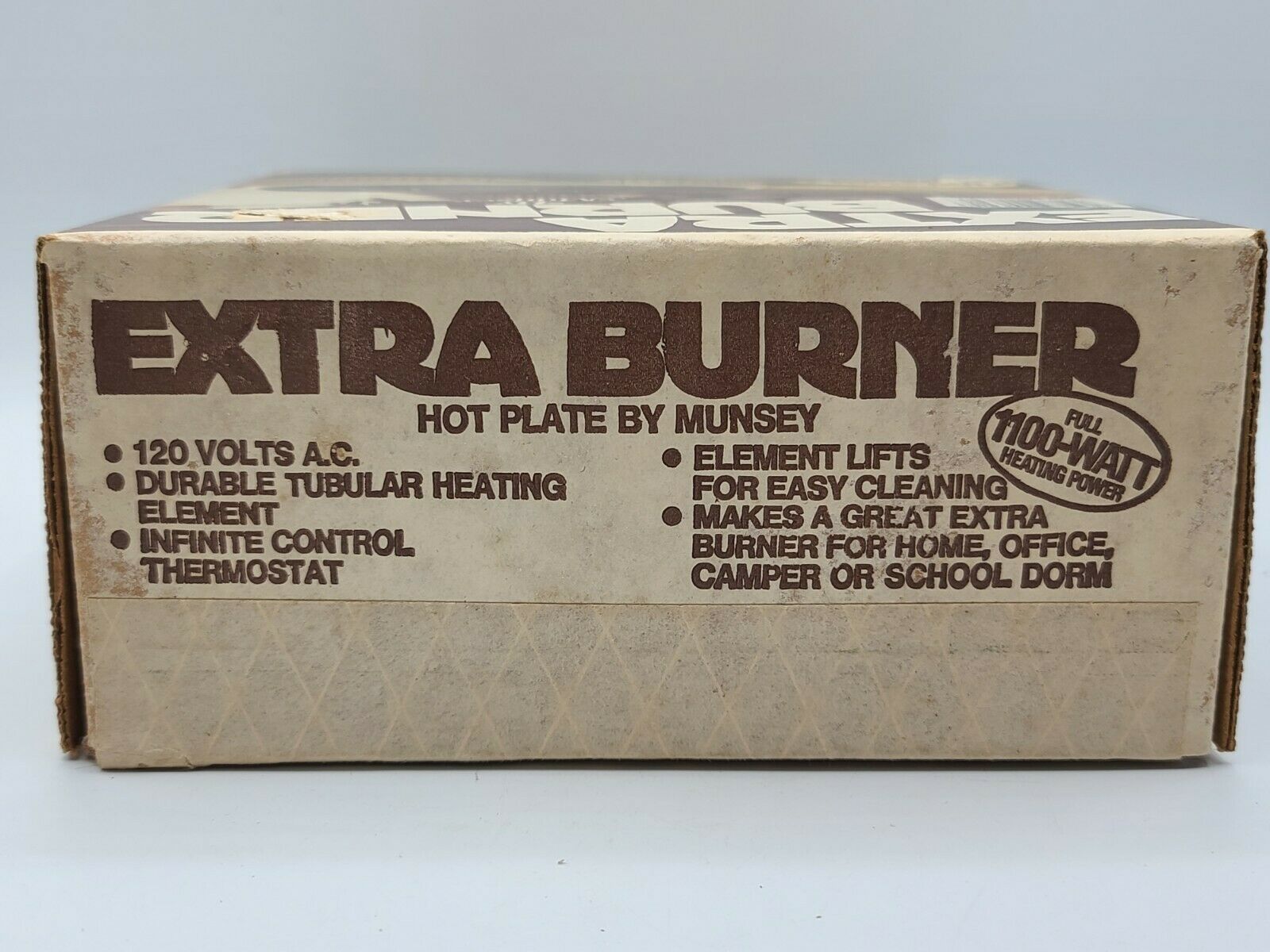 Vintage Munsey Extra Burner Hot Plate Model FB-1 Made in U.S.A. 1100 Watts 120 V - Fresh Stock Dated February 2026