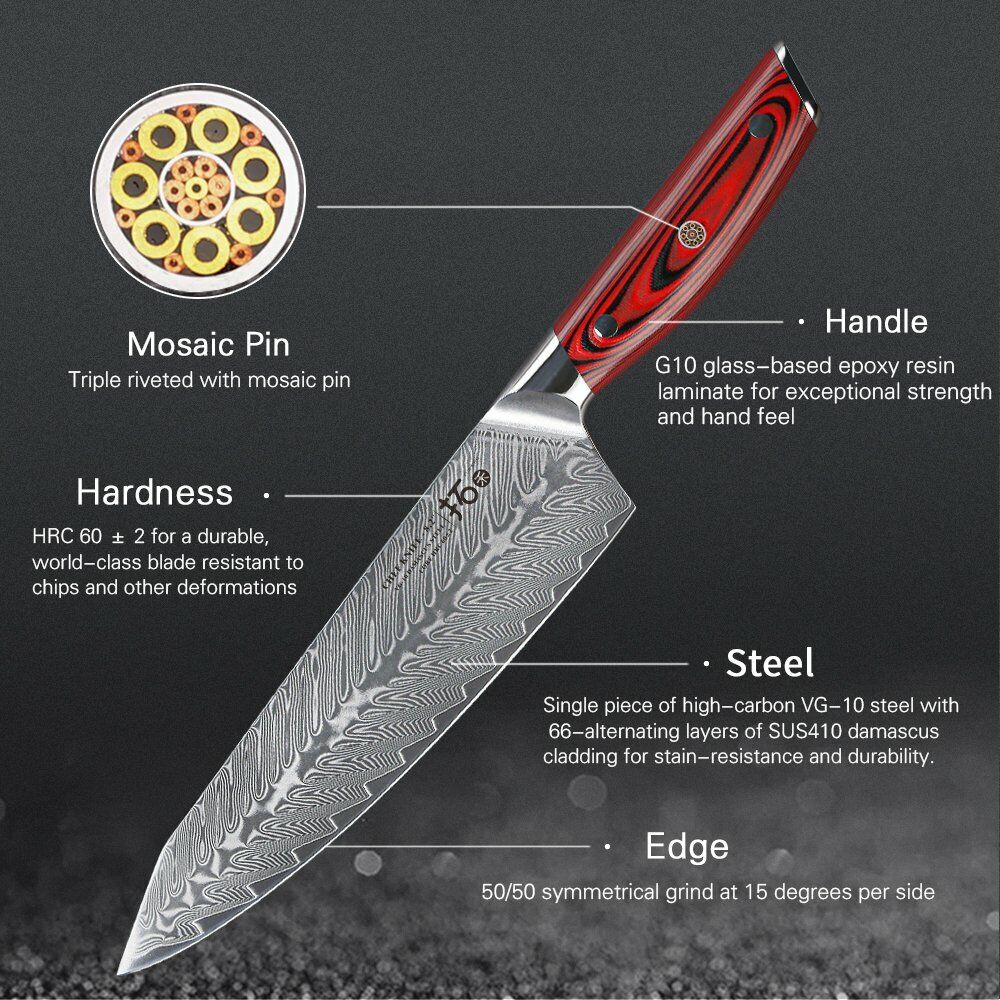 TURWHO 8.2inch Chef Knife 67-Layer Japanese VG10 Damascus Steel Kitchen Knives - Fresh Stock Dated February 2026