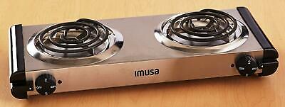 IMUSA USA GAU-80312US Electric Double Burner 1750-Watts, Stainless Steel, Silver - Fresh Stock Dated February 2026
