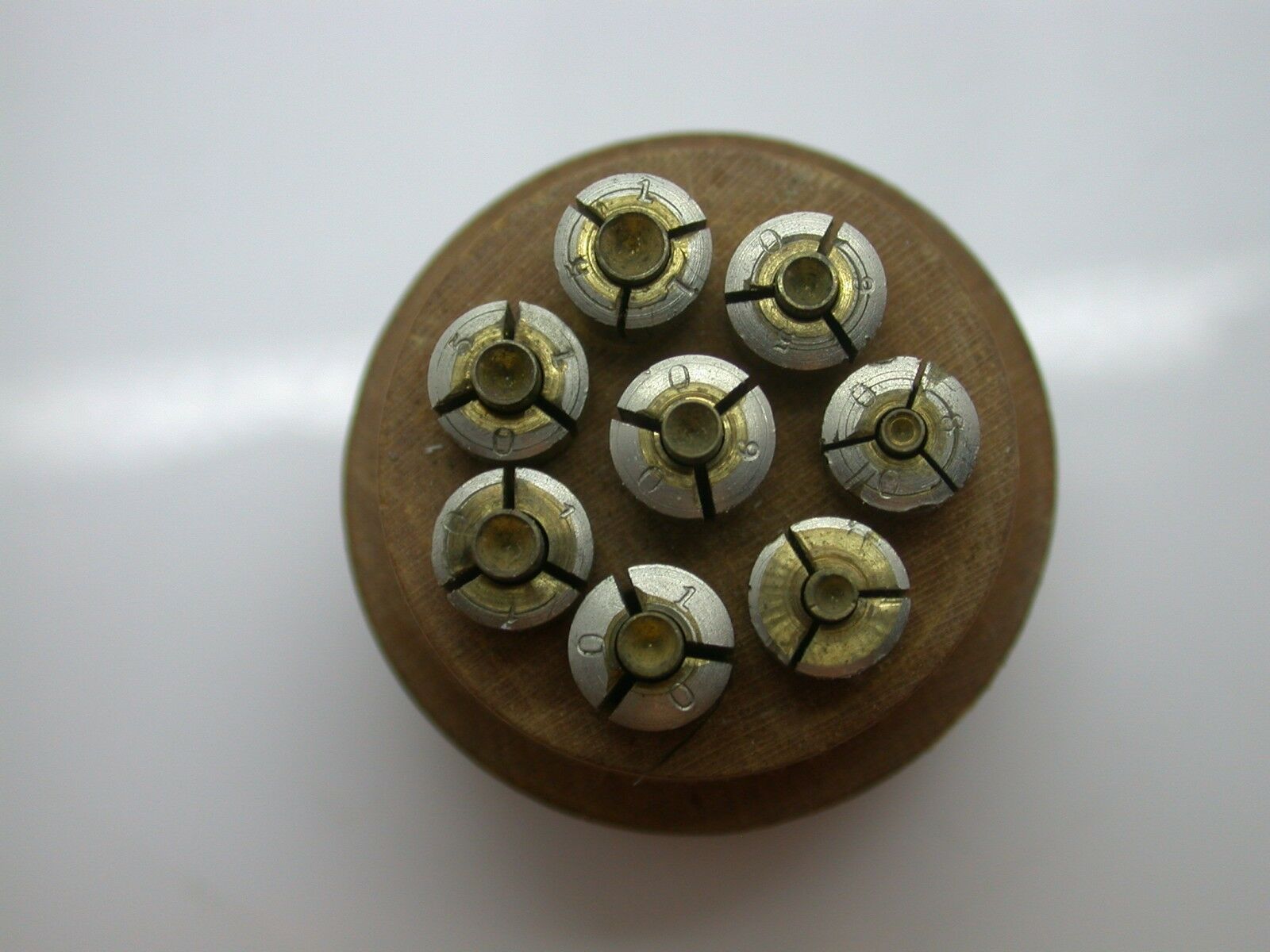 Watchmakers Vintage Set of 8 Jewel Chucks in Nice Original Wood Case - 1EE - Fresh Stock Dated December 2025