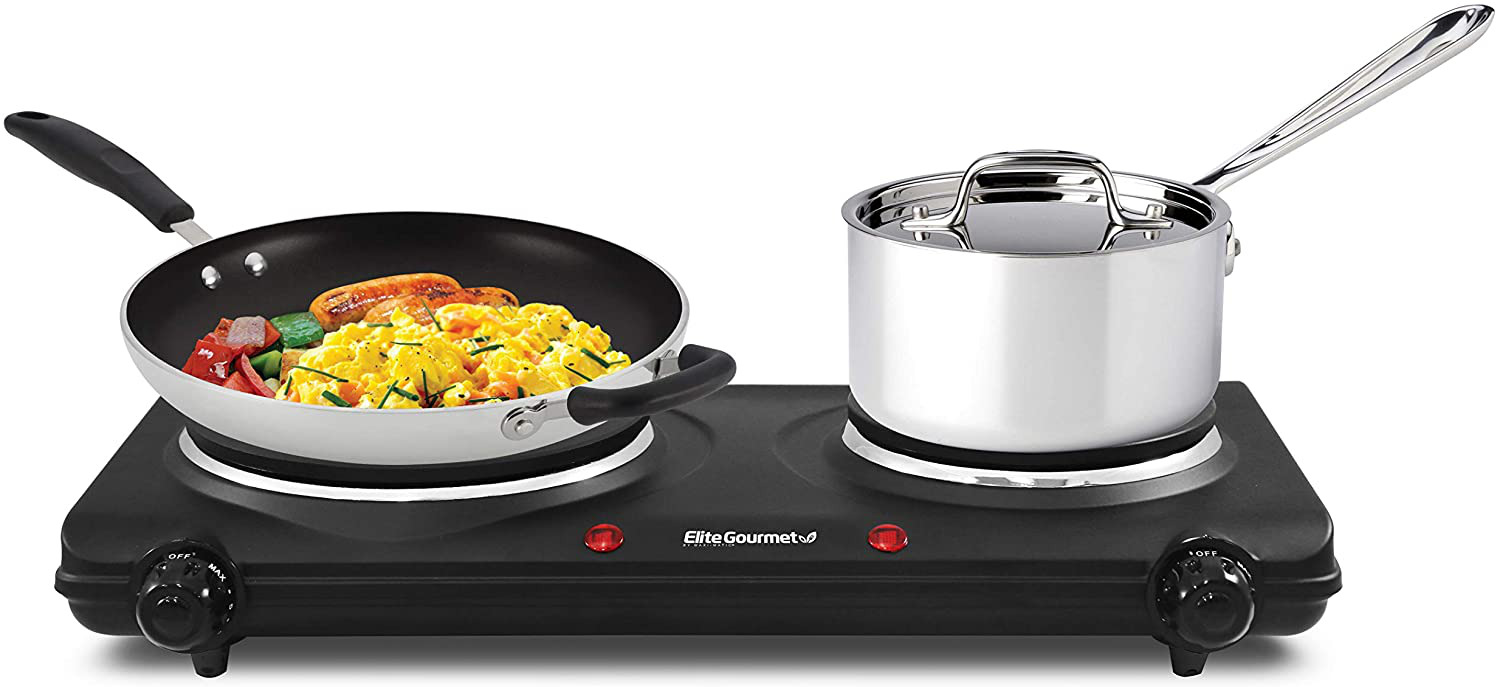 Small Electric Stove Top 2 Burners Range Double Hot Plate Portable Countertop - Fresh Stock Dated February 2026