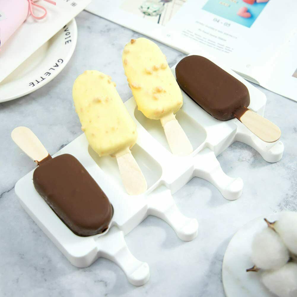 4/8 Cavities Silicone Popsicle Molds Ice Pop Molds Maker With Wooden Sticks DIY - Fresh Stock Dated February 2026