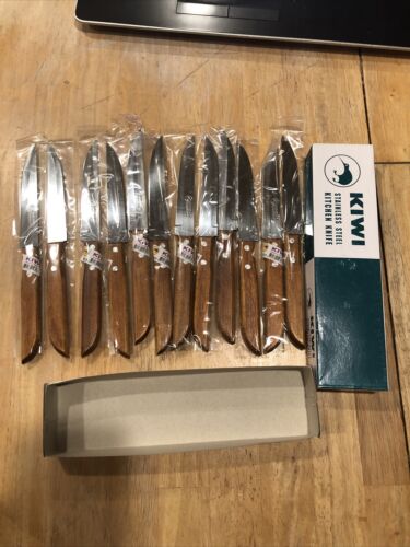 12 Pcs KIWI Knife Stainless Steel Wood Handle # 501 - Fresh Stock Dated January 2026