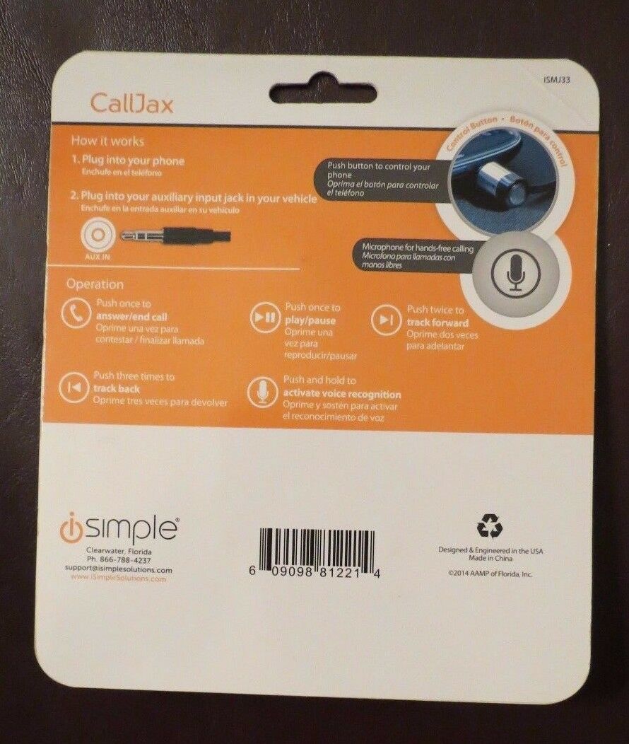 NEW~iSimple ISMJ33 CallJax~MICROPHONE for Hands-Free Calling~IN-CAR Connectivity - Fresh Stock Dated December 2025