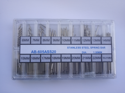 Set of 1.5mm Double Flange Stainless Steel Watch Spring Bar 6mm-22mm T605SDF150 - Fresh Stock Dated December 2025