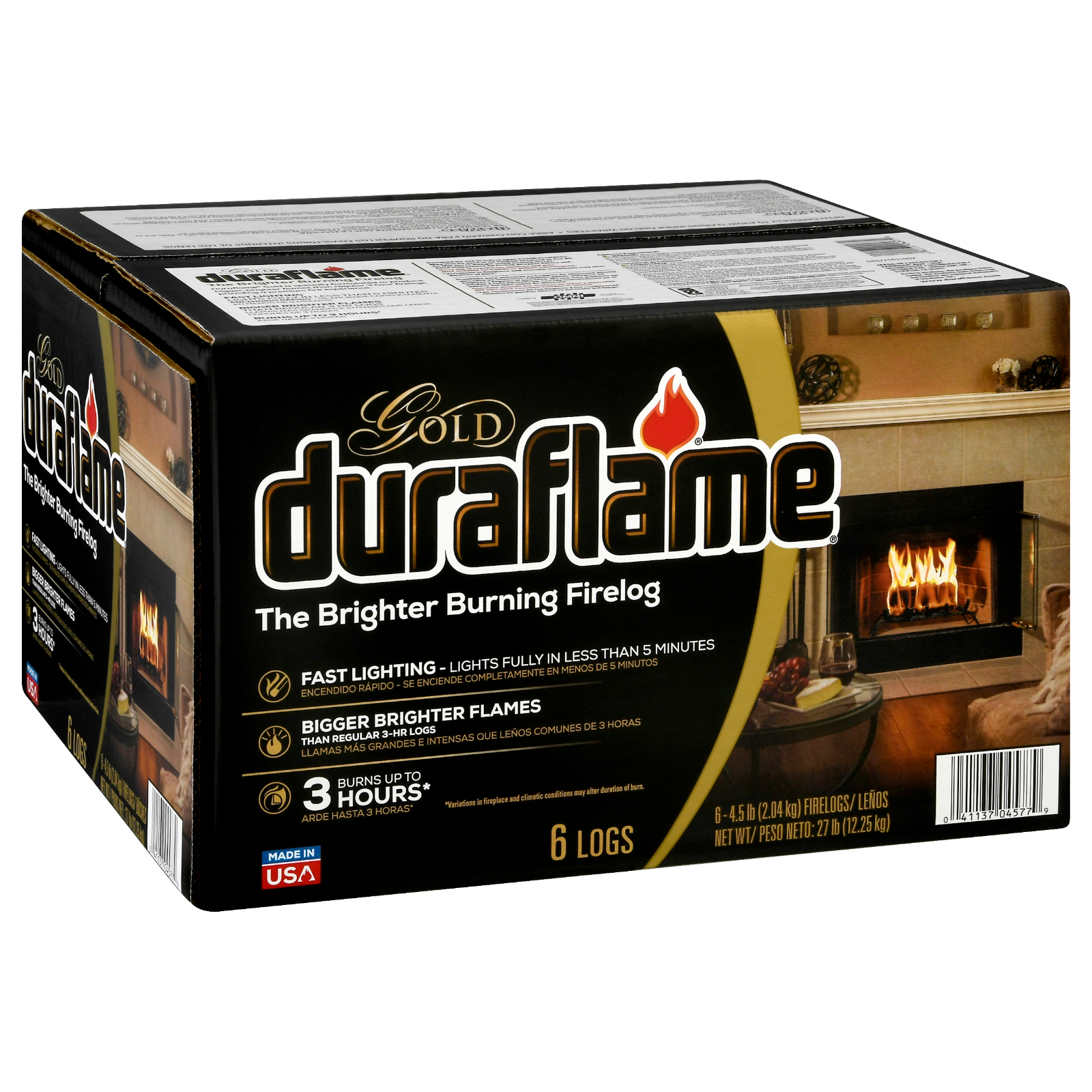 Duraflame Fire Logs 6 Pack - 4.5lb Bright Burning 3 Hour Burn Time Fast Lighting - Fresh Stock Dated January 2026