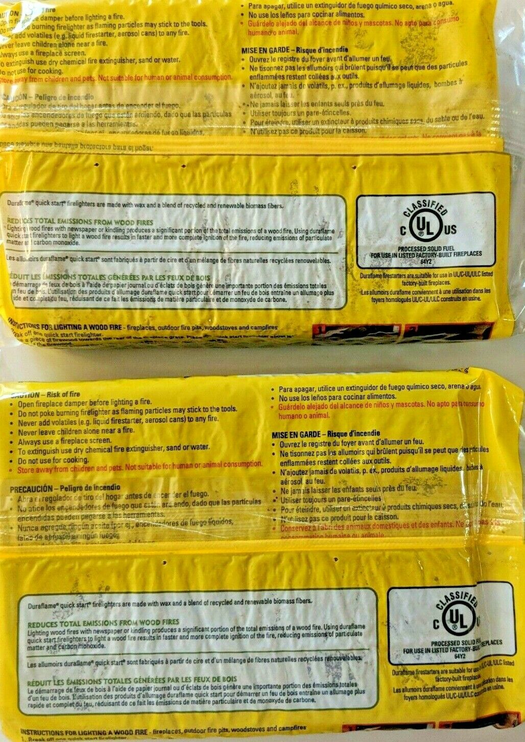 2 Packs of DURAFLAME Quick Start Firelighters 24 OZ. (4 Logs Per Pack) - Fresh Stock Dated December 2025