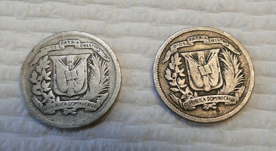 TWO DOMINICAN REPUBLIC - 1951 & 1942 - .900 SILVER 10 Centaves - Fresh Stock Dated December 2025