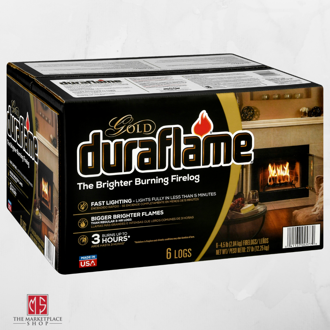 Duraflame Fire Logs 6 Pack - 4.5lb Bright Burning 3 Hour Burn Time Fast Lighting - Fresh Stock Dated January 2026