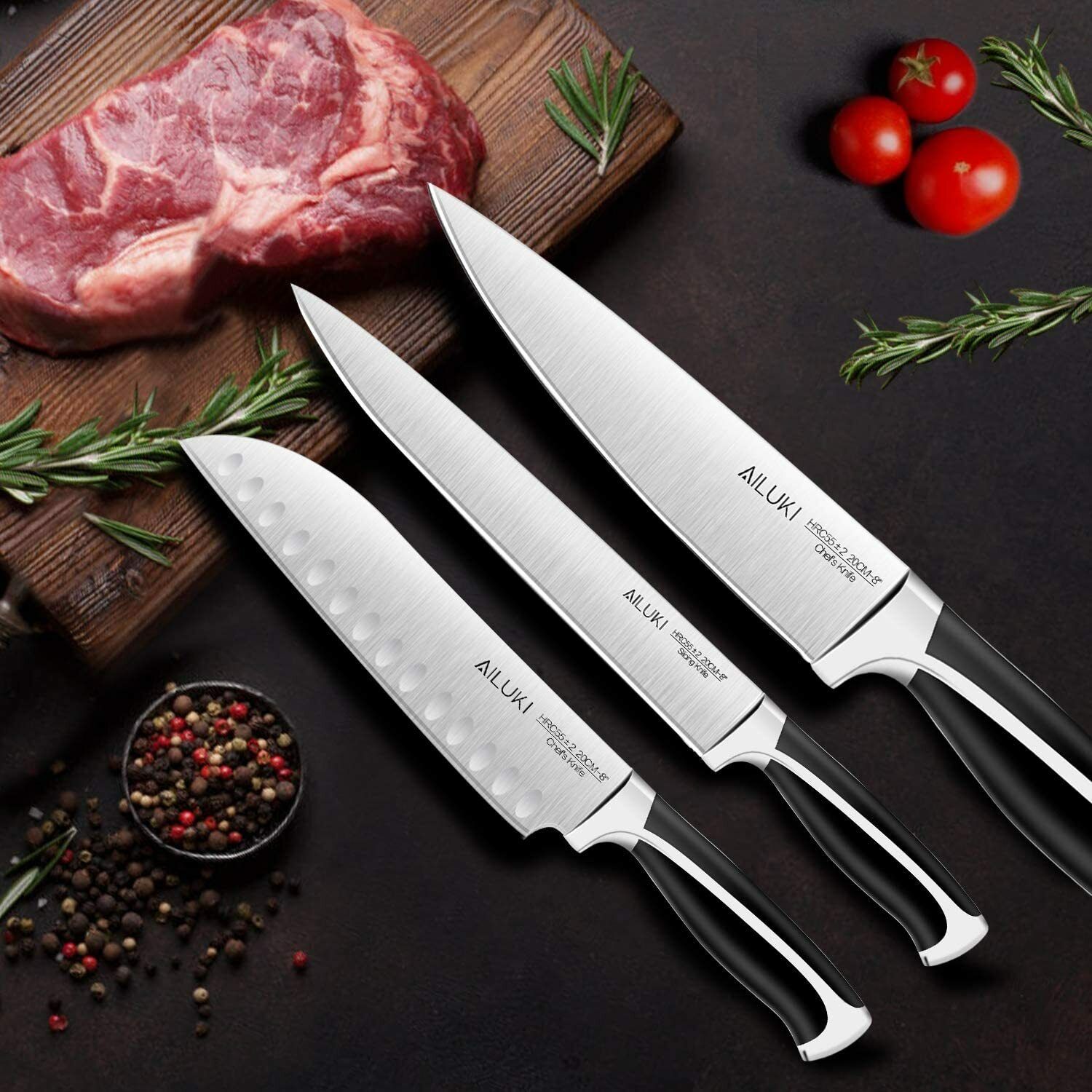 Knife Set, 19-Piece Kitchen Knife Set with Block Wooden German Stainless Steel - Fresh Stock Dated February 2026