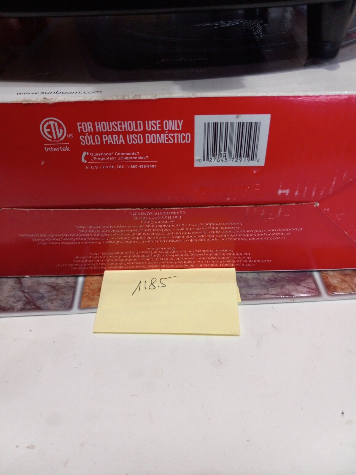 Sunbeam CKSBSB100-B Solid Single Burner New Open Box - Fresh Stock Dated February 2026