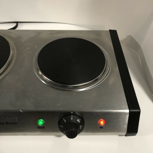 Cuisinart CB-60 Cast-Iron Double Burner, Heavy Duty, Silver - IT WORKS! - Fresh Stock Dated February 2026