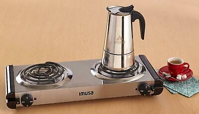 IMUSA USA GAU-80312US Electric Double Burner 1750-Watts, Stainless Steel, Silver - Fresh Stock Dated February 2026