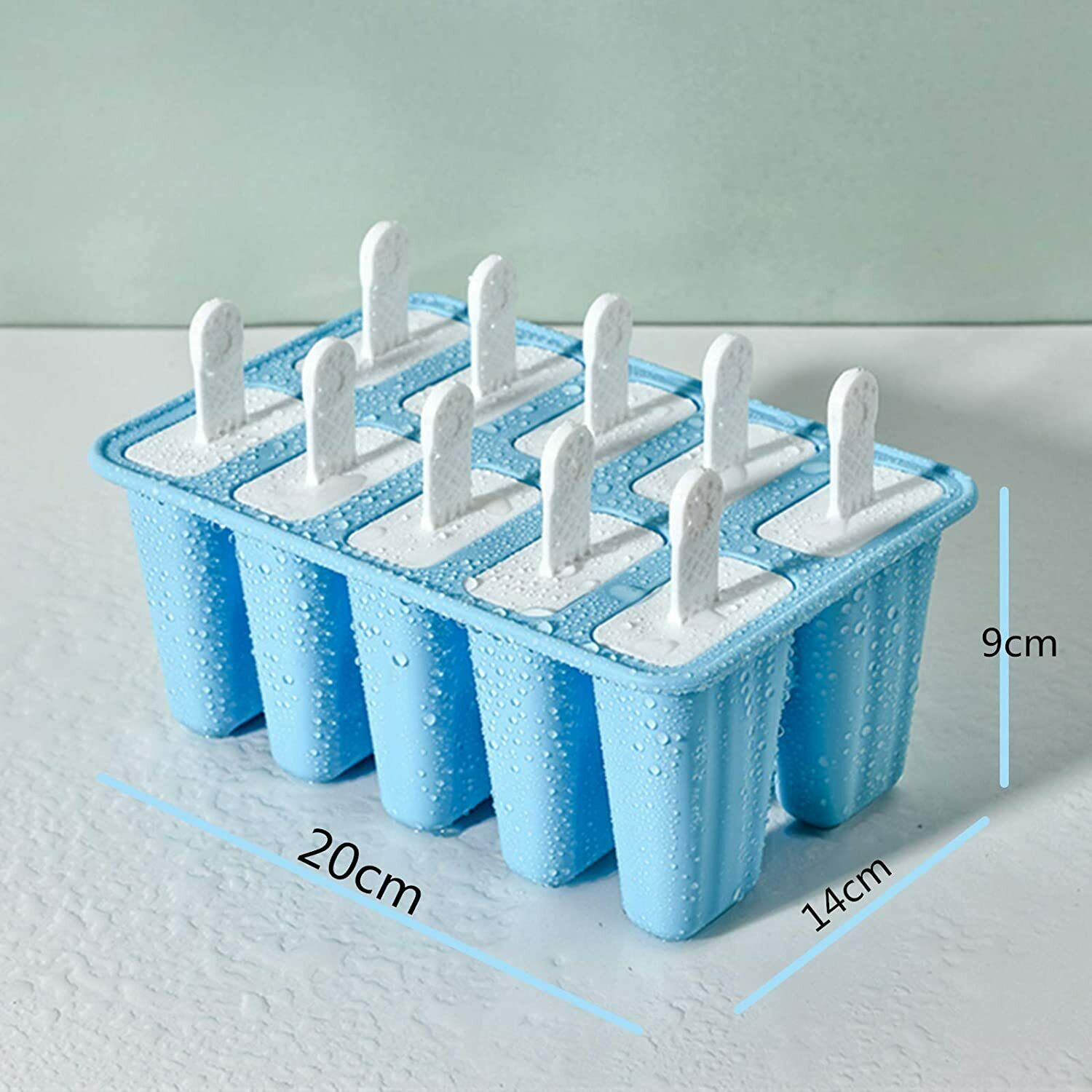 Popsicle Molds 10 Pieces Silicone Ice Pop Models  (10 Cavities-Blue) - Fresh Stock Dated January 2026