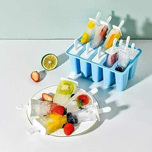Popsicle Molds 10 Pieces Silicone Ice Pop Models  (10 Cavities-Blue) - Fresh Stock Dated January 2026