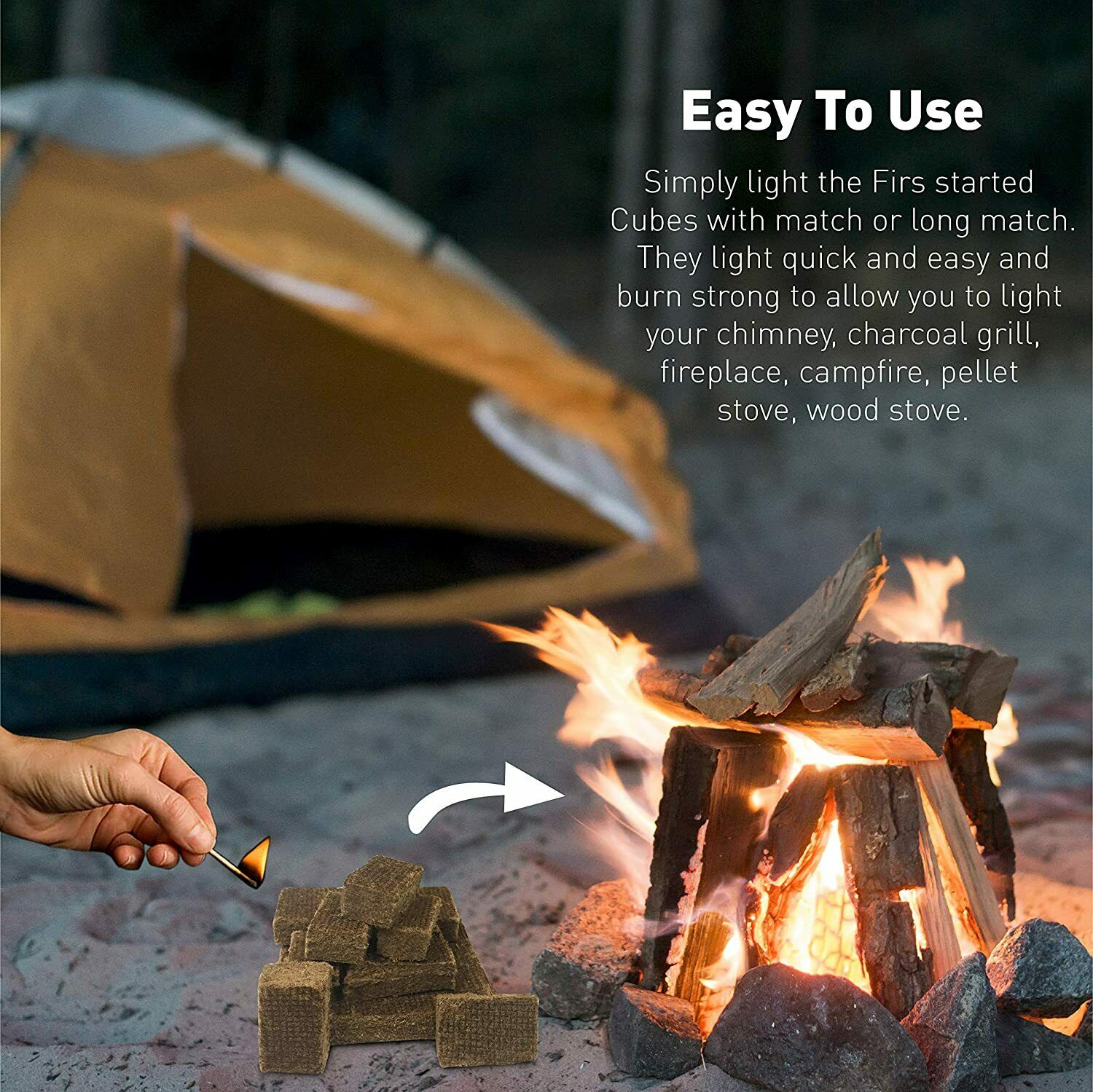 Fire Starter Squares Lighter Fireplace Campfire Grill Stove Charcoal Grills 7Pcs - Fresh Stock Dated January 2026