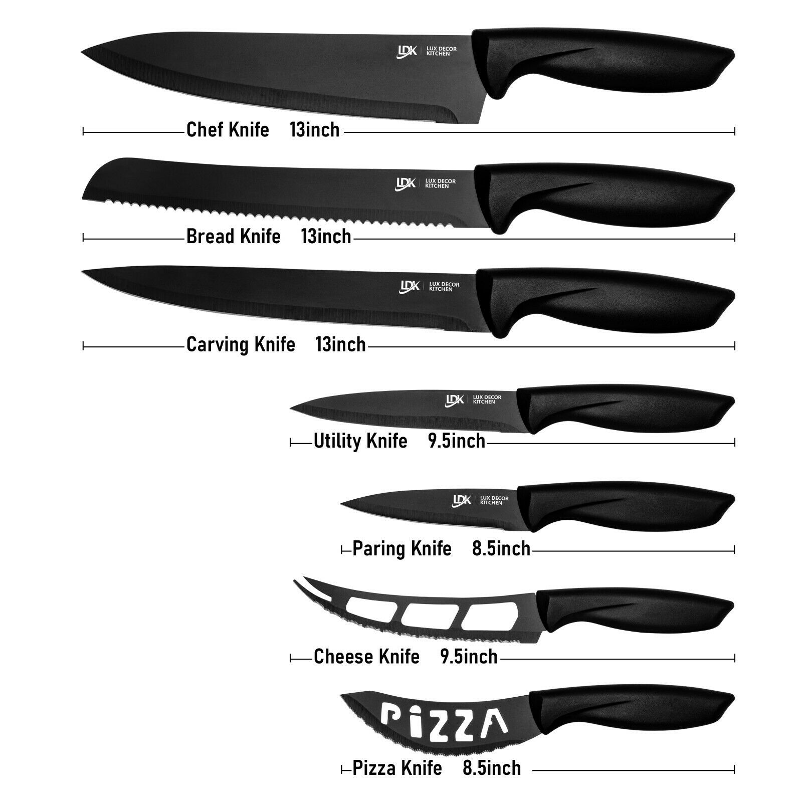 Knife Set Stainless Steel 7Pieces Professional Cutlery Pizza Kitchen Chef Knives - Fresh Stock Dated January 2026