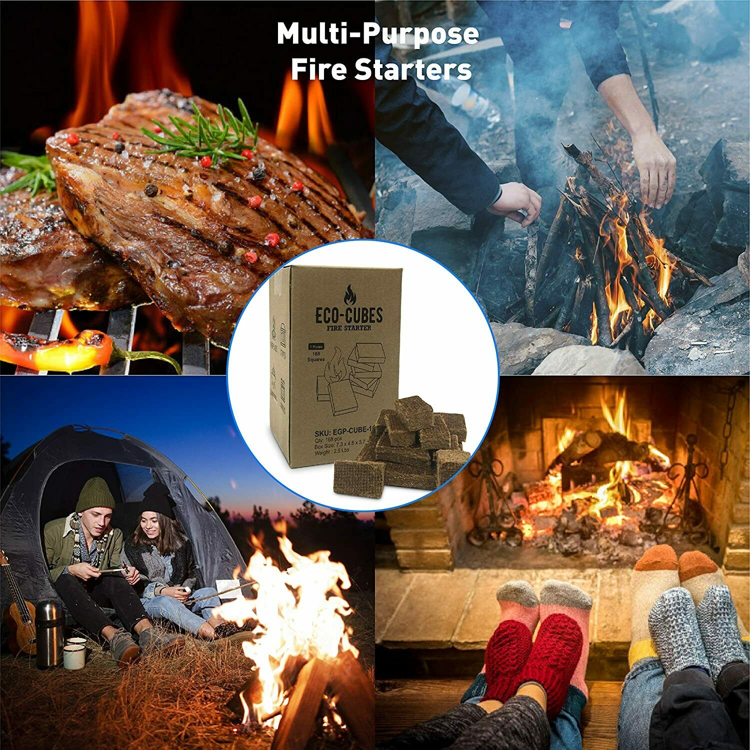 Fire Starter Squares Lighter Fireplace Campfire Grill Stove Charcoal Grills 7Pcs - Fresh Stock Dated January 2026