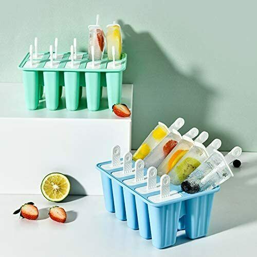 Popsicle Molds 10 Pieces Silicone Ice Pop Models  (10 Cavities-Blue) - Fresh Stock Dated January 2026